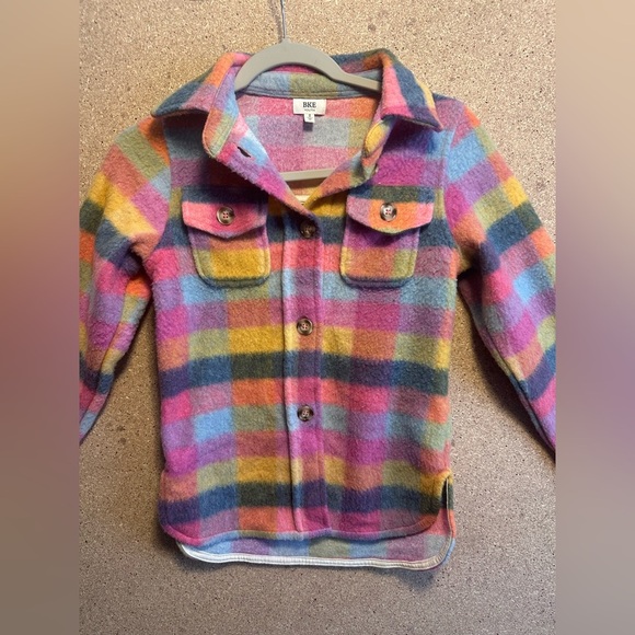 BKE Youth Kids Multicolor Plaid Button Down Jacket Size Small - Picture 1 of 7